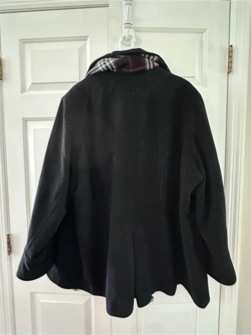Women’s London Fog Black Coat with Plaid Accent Scarf 3X